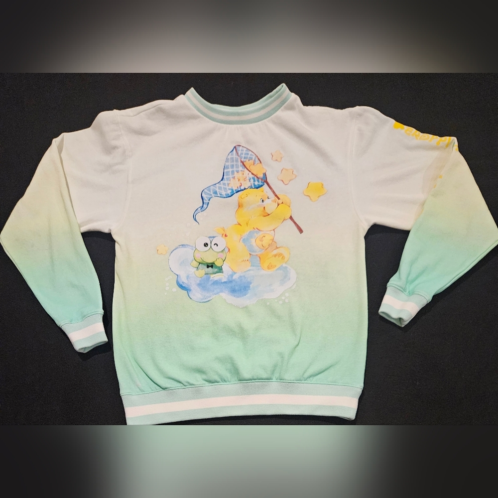 Sanrio Hello Kitty Care Bears Sweater Women Size XS Green Keroppi Graphic